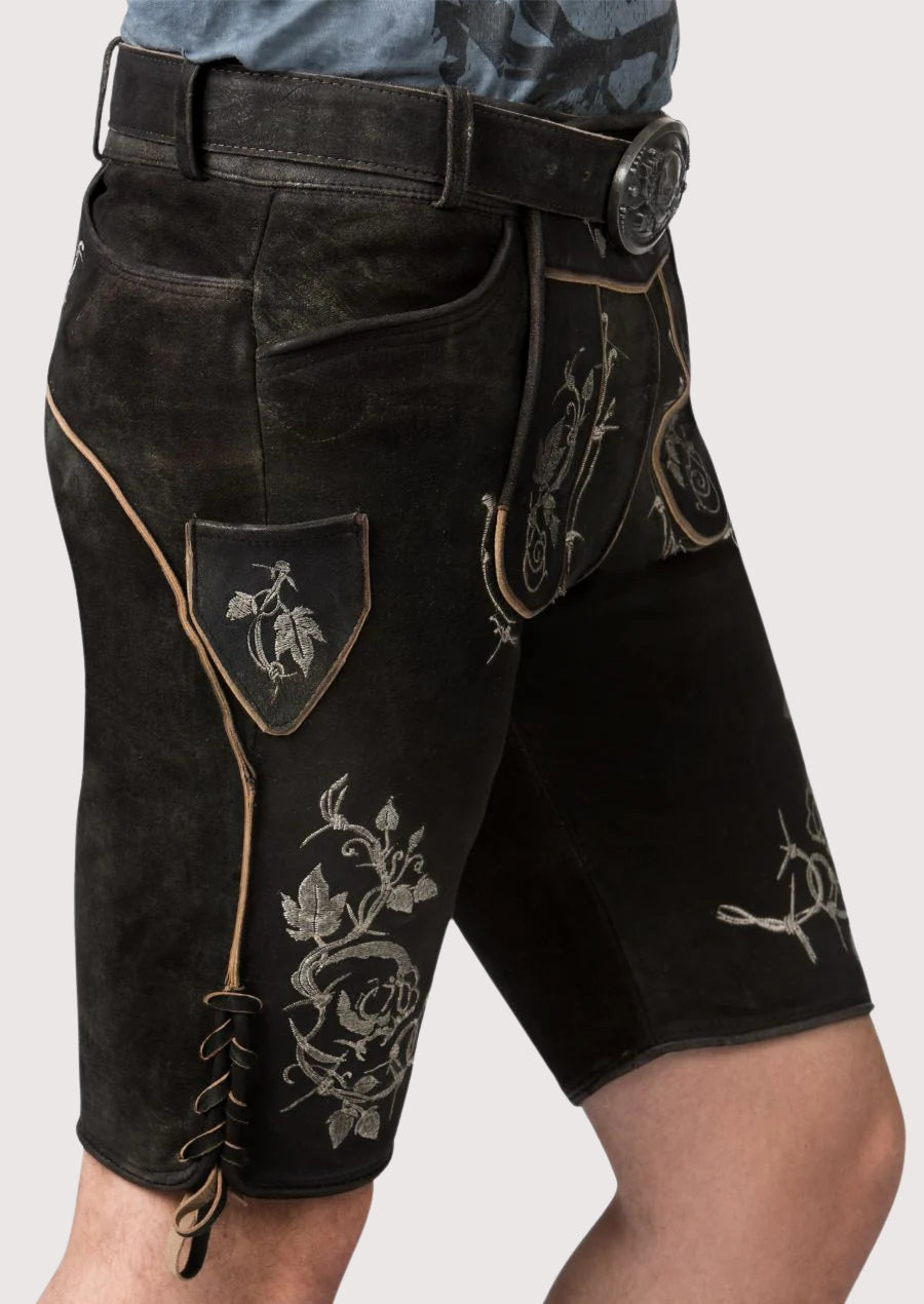 Traditional black lederhosen bold festival shorts