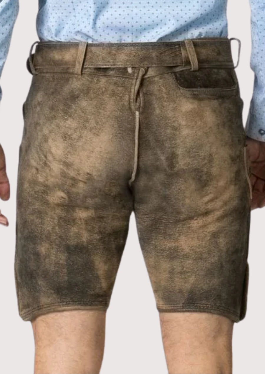 Traditional brown lederhosen Oktoberfest ready