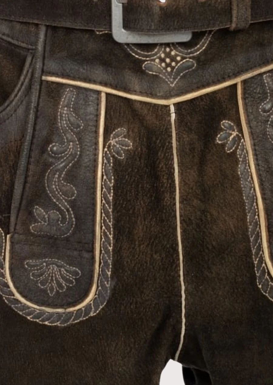 Bavarian lederhosen for men with classic alpine embroidery design