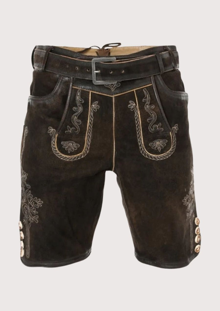 Traditional German leather lederhosen shorts for men with embroidery