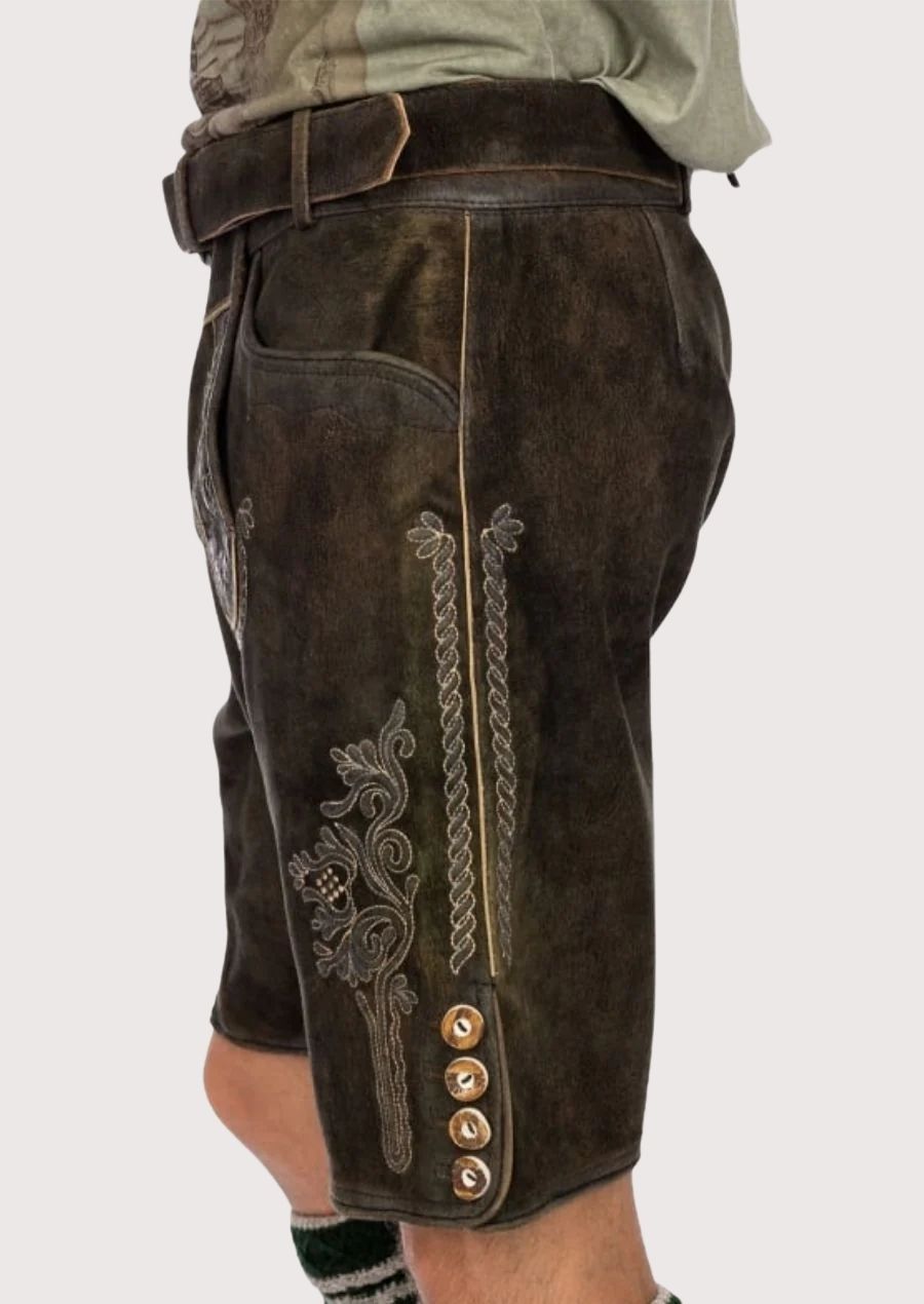 Oktoberfest traditional leather shorts for men with horn buttons