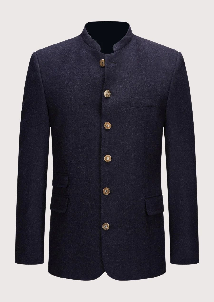 Traditional Men’s Trachten Jacket in Navy Wool – Perfect for Oktoberfest