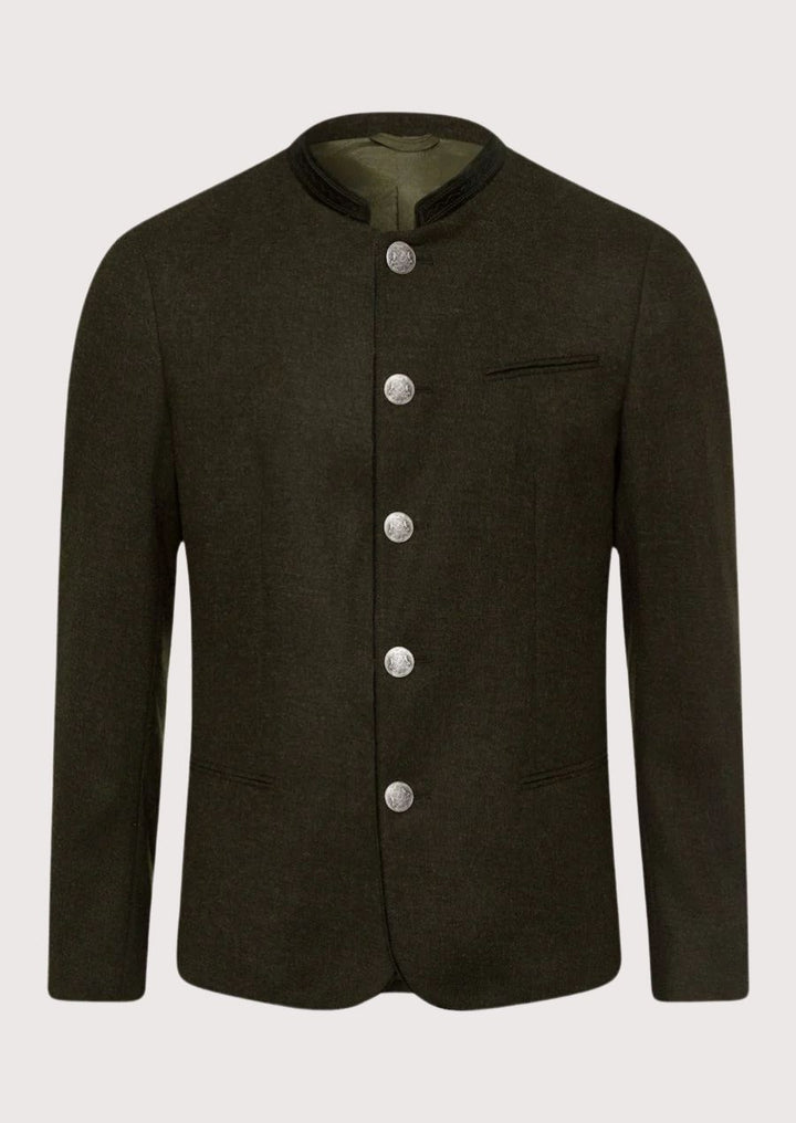 Traditional Bavarian Trachten jacket for men in forest green wool blend

