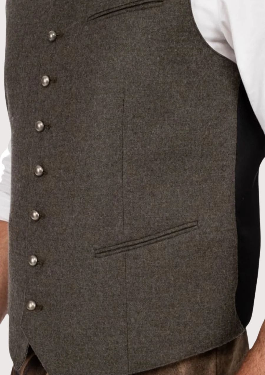 Brown wool Trachten vest – classic Alpine attire for festivals