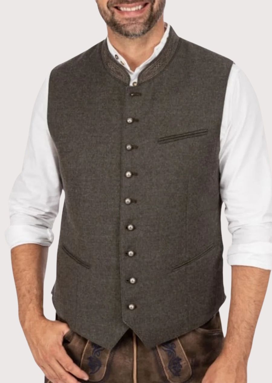 Men’s authentic German Oktoberfest vest with silver-tone buttons