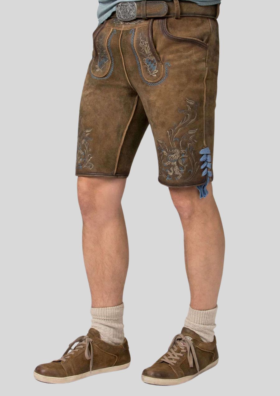 Upgrade Your Look Stylish & Functional Men's Lederhosen Right Pose