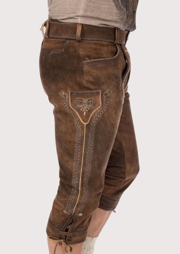 Durable and stylish men's Bundhosen with adjustable leather belt, providing a custom fit for maximum comfort in cold weather.