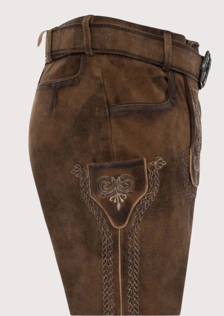 Premium leather Bundhosen for men, combining traditional craftsmanship and modern comfort, perfect for all your winter adventures.