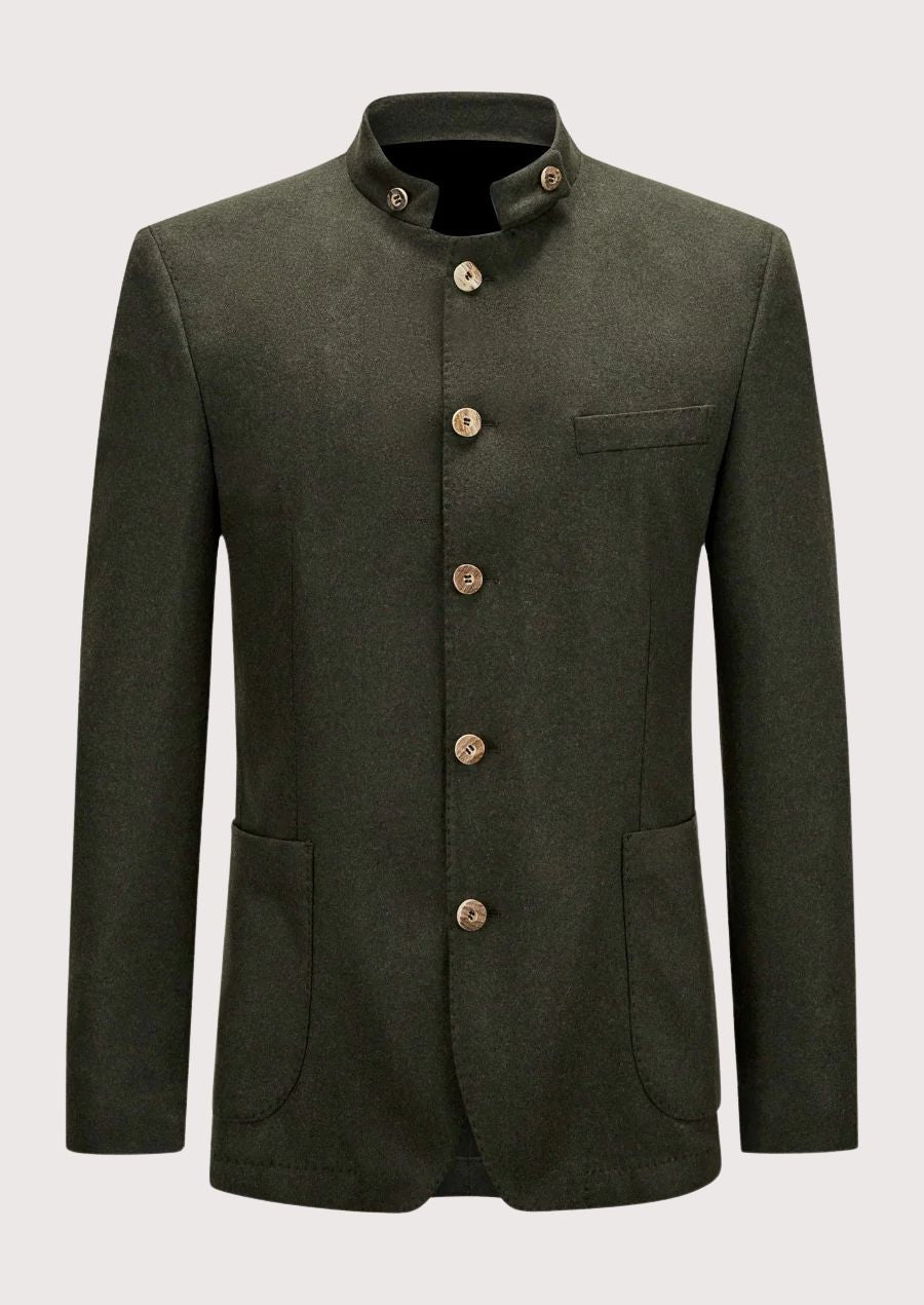 Men’s Trachten Jacket in Green with Wooden Buttons - Ideal for Oktoberfest Celebrations