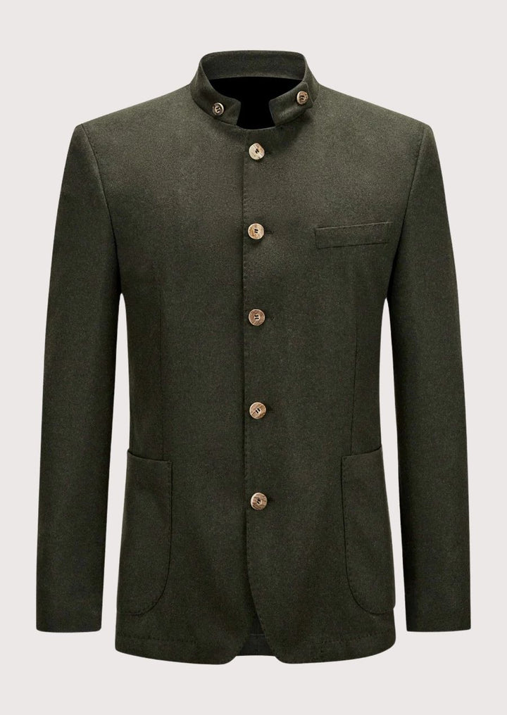 Men’s Trachten Jacket in Green with Wooden Buttons - Ideal for Oktoberfest Celebrations