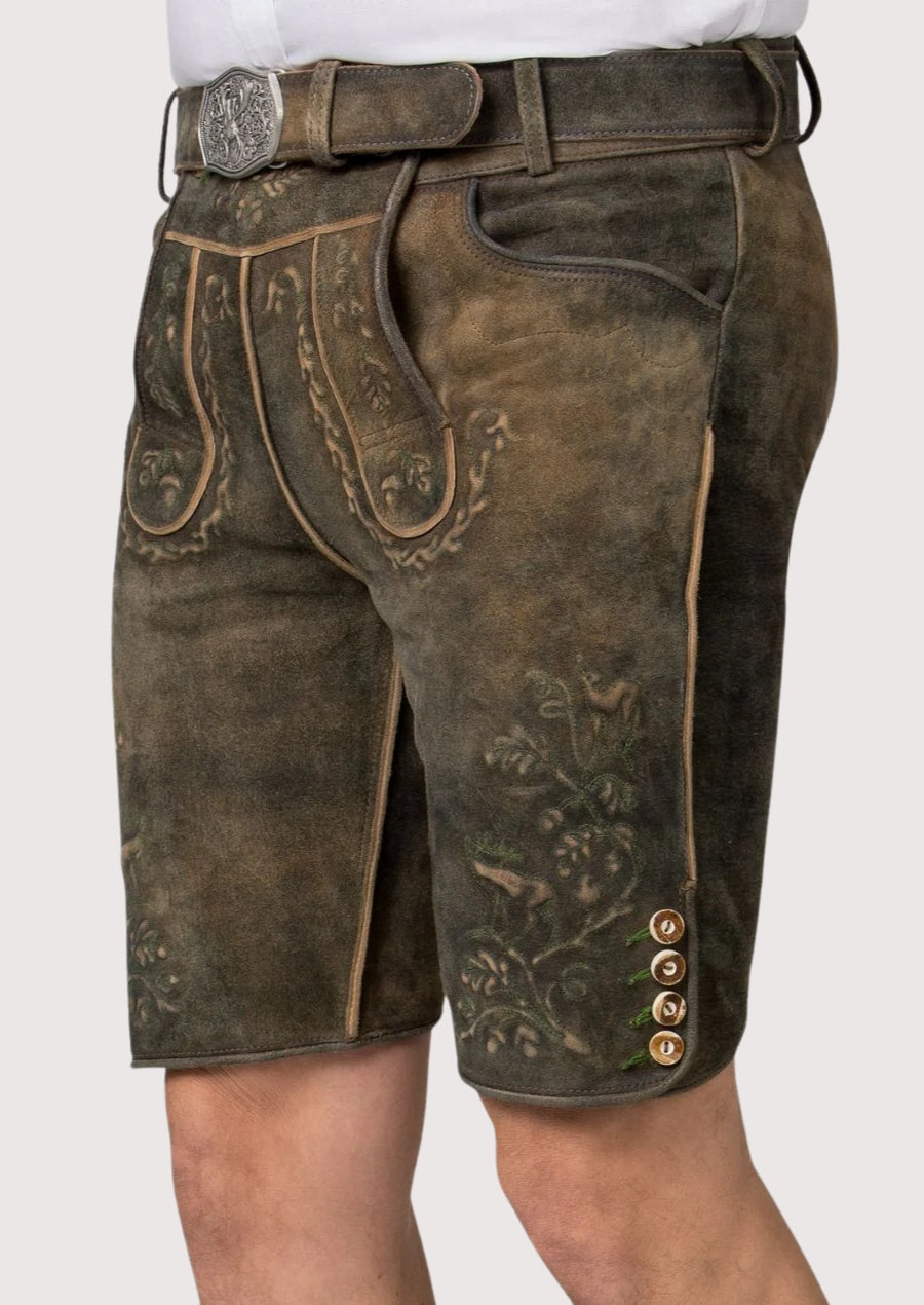 Olive vintage lederhosen shorts for men Oktoberfest outfit