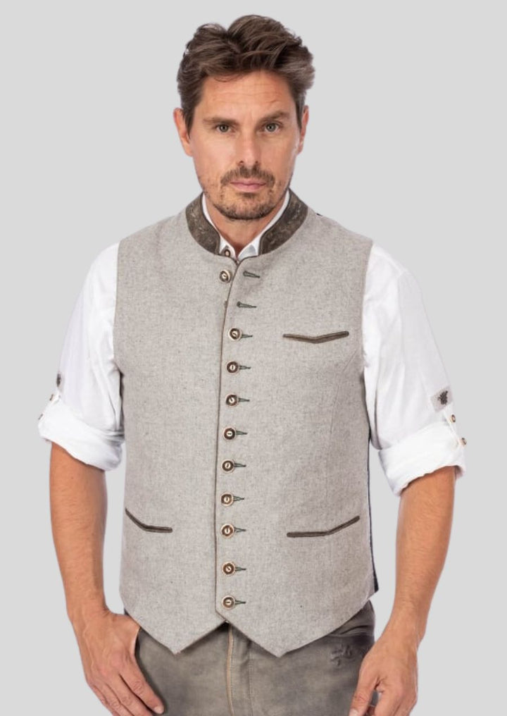 Wool Waistcoat with Leather Collar – Perfect for Every Occasion